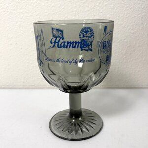 Hamms Beer Goblet Glass Pabst Schlitz Busch Budweiser Chalice Gray Vintage